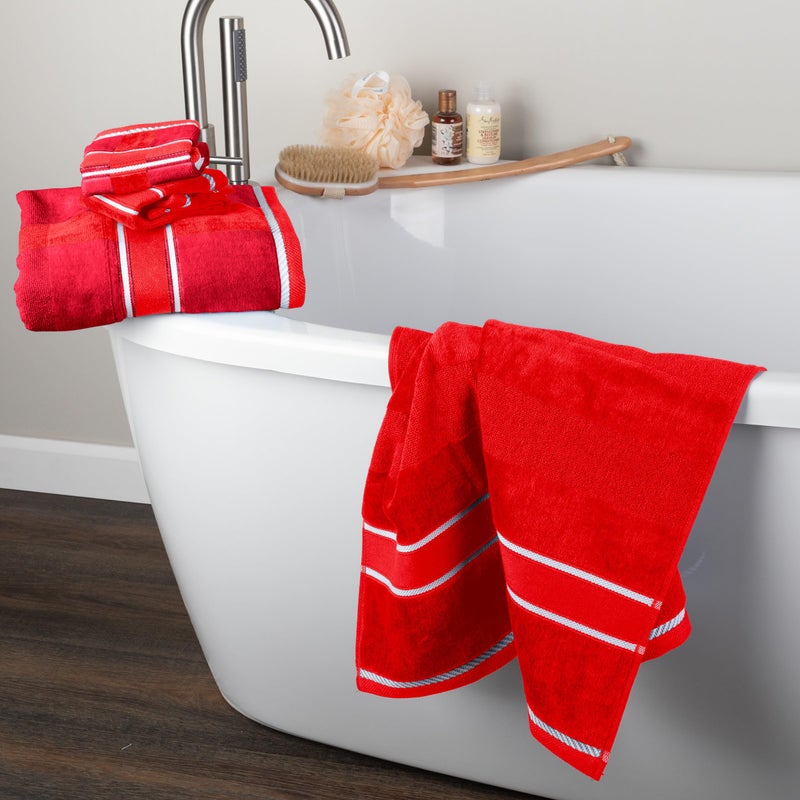 Lavish Home 6 Piece Bathroom Towels Set - 525 GSM 100% Cotton Bathroom Accessories - 2 Bath Sheets, 2 Hand Cloths, and 2 Wash Cloths - Soft Towel Set for Shower, Gym, Dorm, and Spa (Red) - Image 5